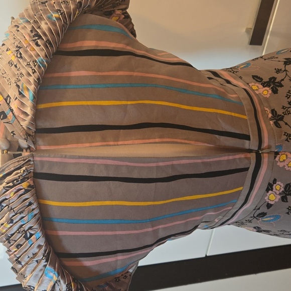 VTG Betsy Johnson Silk Floral Striped Ruffle Black Label Dress Size 4 - Picture 16 of 16